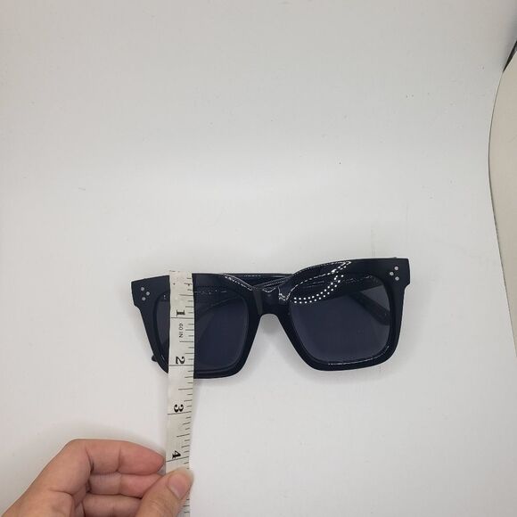 𝅺black cat eye square sunglasses - Picture 2 of 4